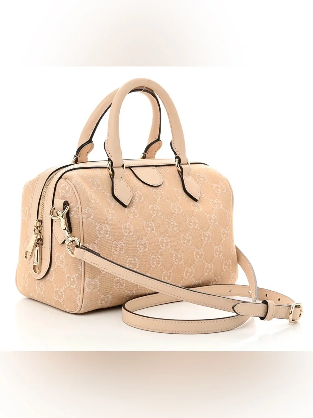 Gucci Beige/Tan GG Supreme Boston Denim with Gold Hardware NWOT